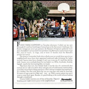 1975 Kawasaki Z-1 Motorcycle Cruiser Vintage Print Ad Neighborhood Wall Art